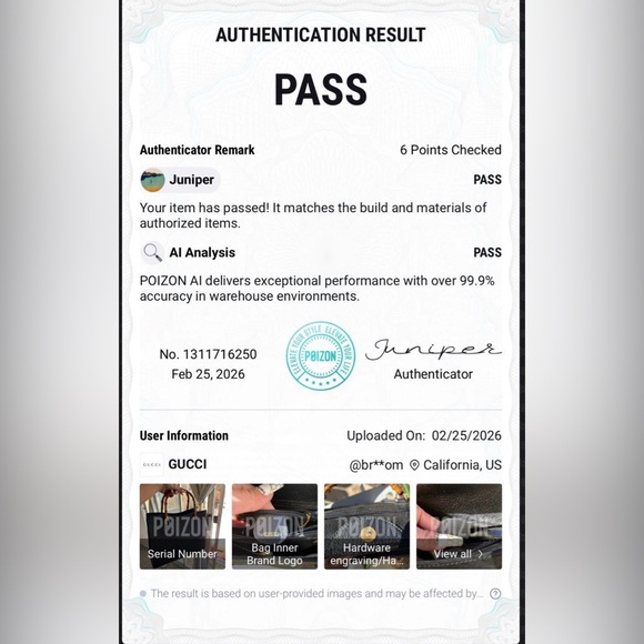 Gucci Diana- Black Leather Tote with Bamboo Top Handles with COA - Picture 6 of 6